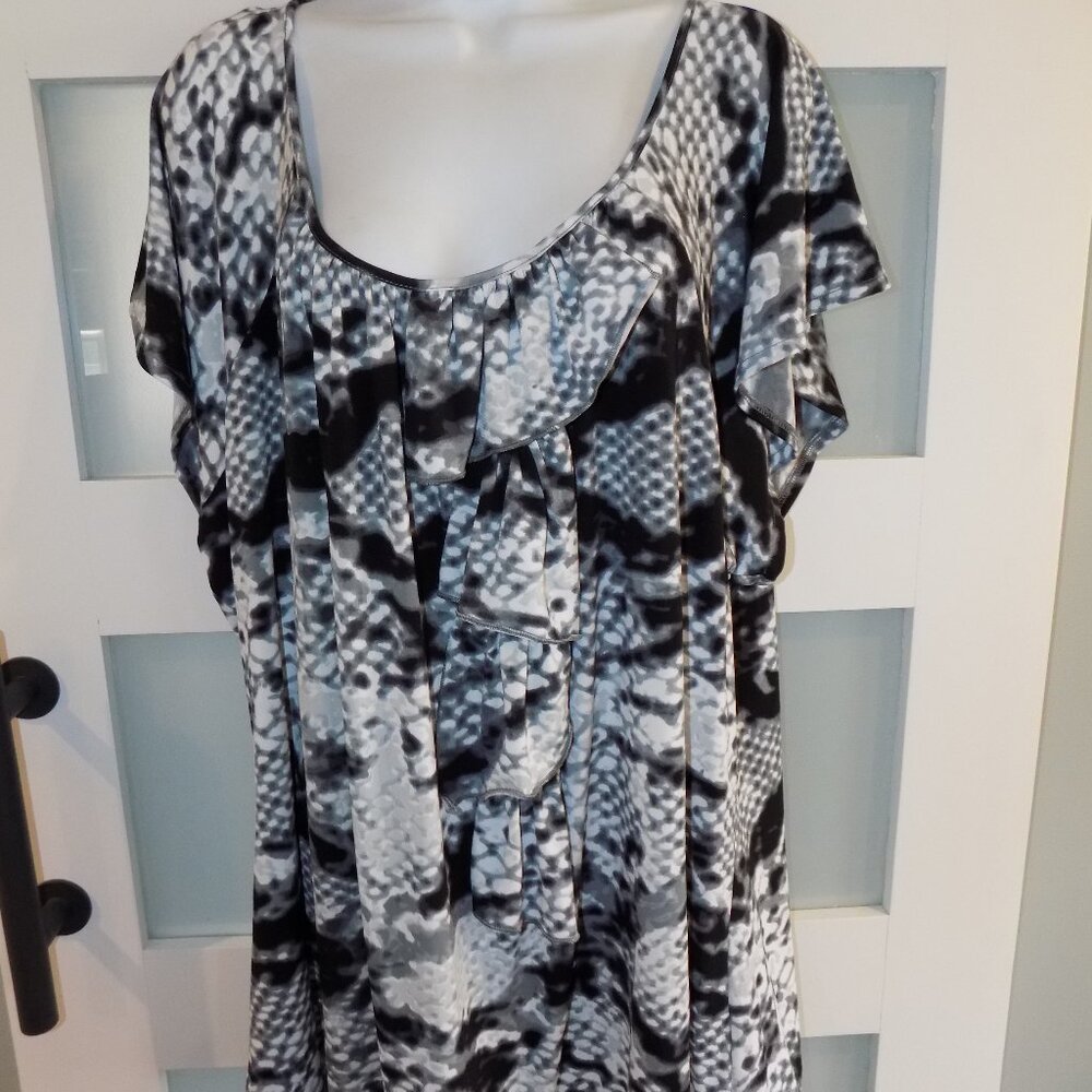 Worthington Multi-Color Ruffled Cap Sleeve Scoopneck Top Size 3X Women's NEW